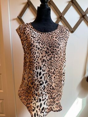 Joie Leopard Print Sleeveless Blouse - Tan & Black